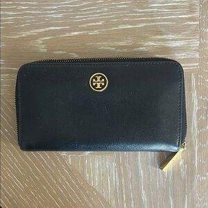 Tory Burch Black Wallet with Gold Logo